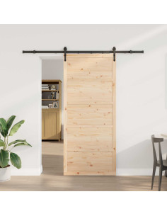 Porta scorrevole Naturale 100 x 208 cm Legno Massello di Pino