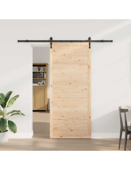 Porta scorrevole Naturale 90 x 208 cm Legno Massello di Pino