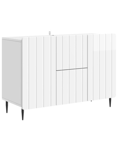 Credenza Bianco Lucido 89 x 34,5 x 62 cm Legno ingegnerizzato