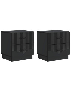 Armadio da Notte con cassetto 2 pcs Nero 43 x 34,5 x 44,5 cm