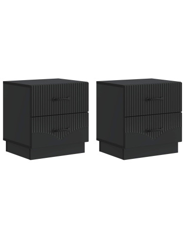 Armadio da Notte con cassetto 2 pcs Nero 43 x 34,5 x 44,5 cm