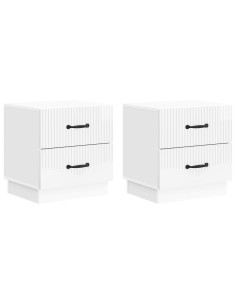 Armadio da Notte 2 pcs Bianco Lucido 43 x 34,5 x 44,5 cm