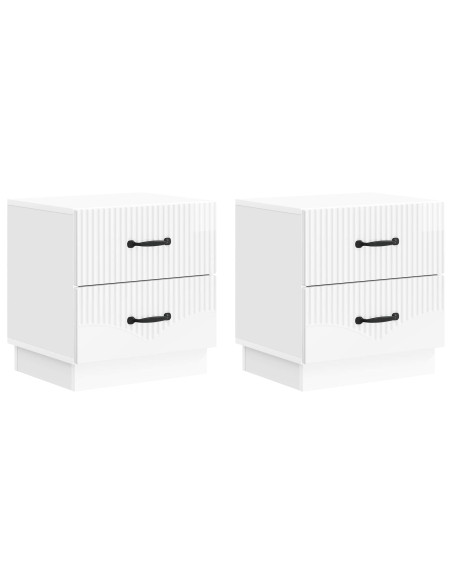 Armadio da Notte 2 pcs Bianco Lucido 43 x 34,5 x 44,5 cm