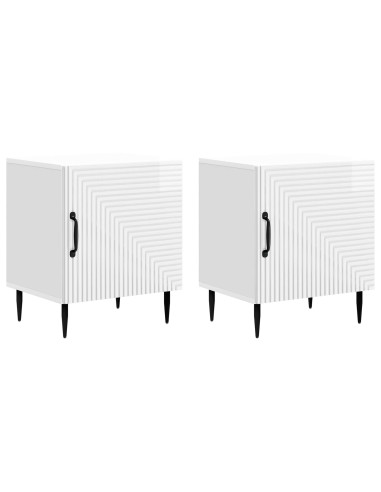 Armadio da Notte 2 pcs Bianco Lucido 43 x 34,5 x 50 cm