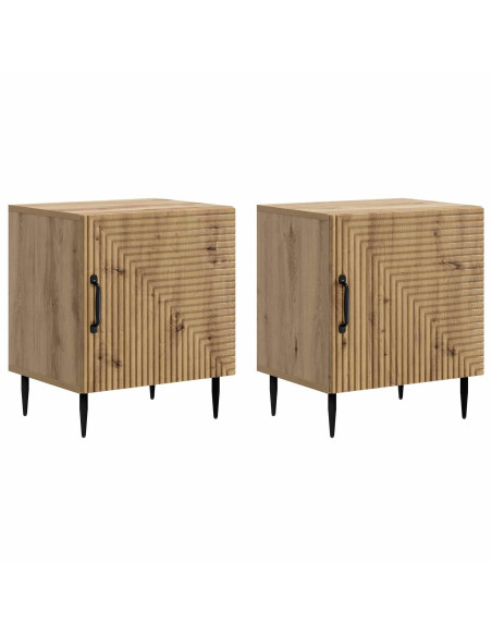 Armadio da Notte 2 pcs Rovere Artigianale 43 x 34,5 x 50 cm