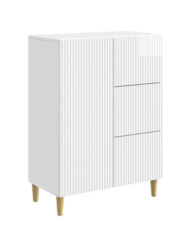 Credenza Bianco Lucido 66 x 34,5 x 90 cm Legno ingegnerizzato