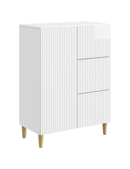 Credenza Bianco Lucido 66 x 34,5 x 90 cm Legno ingegnerizzato