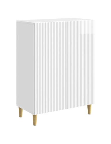 Credenza Bianco Lucido 66 x 34,5 x 90 cm Legno ingegnerizzato