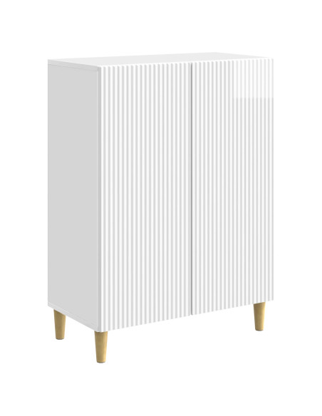 Credenza Bianco Lucido 66 x 34,5 x 90 cm Legno ingegnerizzato