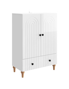 Credenza Bianco Lucido 66 x 34,5 x 95 cm Legno ingegnerizzato