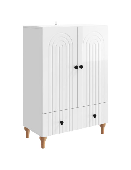 Credenza Bianco Lucido 66 x 34,5 x 95 cm Legno ingegnerizzato
