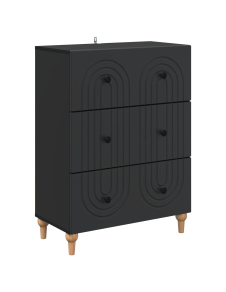 Mobile con Cassetti Nero 66 x 34,5 x 90 cm Legno ingegnerizzato