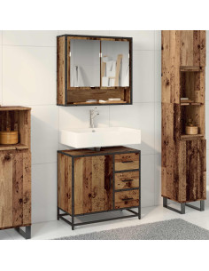 Set di mobili per il bagno con cassetto 2 pcs Legno vecchio