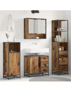 Set di mobili per il bagno con cassetto 3 pcs Legno vecchio