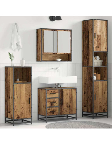 Set di mobili per il bagno con cassetto 3 pcs Legno vecchio
