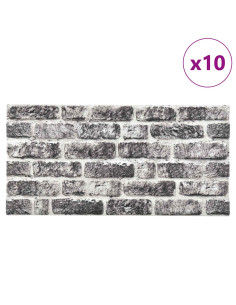 Pannelli da parete 10 pcs Grigio Scuro e Bianco 100 x 50 cm 2