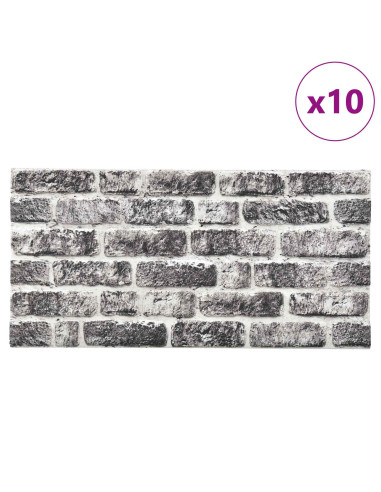 Pannelli da parete 10 pcs Grigio Scuro e Bianco 100 x 50 cm