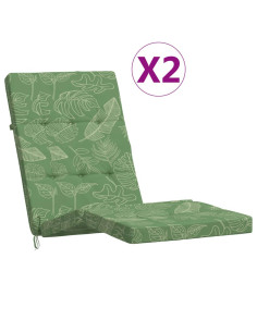 Cuscini per Sedia a Sdraio 2 pz Motivo Foglie in Tessuto Oxford 2