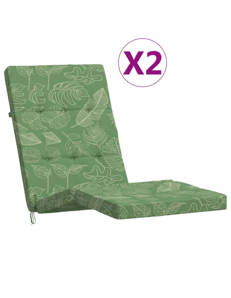 Cuscini per Sedia a Sdraio 2 pz Motivo Foglie in Tessuto Oxford