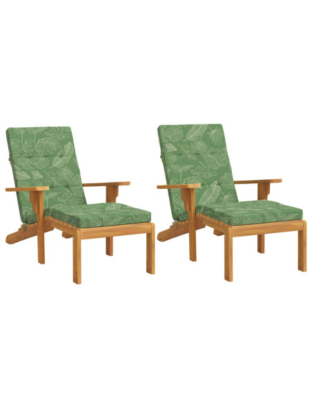 Cuscini per Sedia a Sdraio 2 pz Motivo Foglie in Tessuto Oxford