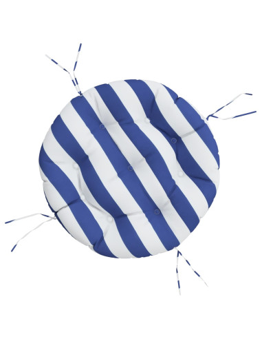 Cuscino Rotondo Righe Blu Bianche Ø 60x11 cm in Tessuto Oxford