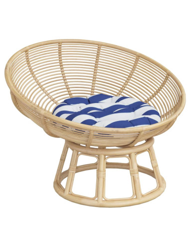 Cuscino Rotondo Righe Blu Bianche Ø 60x11 cm in Tessuto Oxford