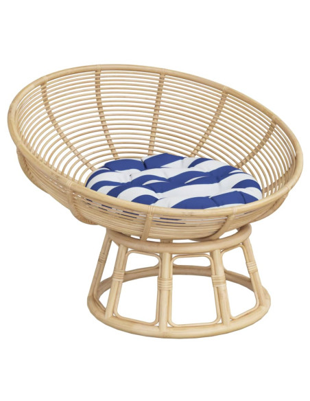 Cuscino Rotondo Righe Blu Bianche Ø 60x11 cm in Tessuto Oxford