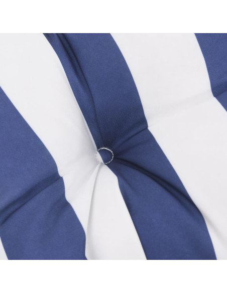 Cuscino Rotondo Righe Blu Bianche Ø 60x11 cm in Tessuto Oxford