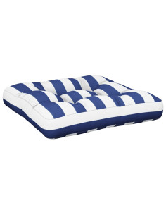 Cuscino Pallet Strisce Bianche e Blu 58x58x10 cm Tessuto Oxford 2