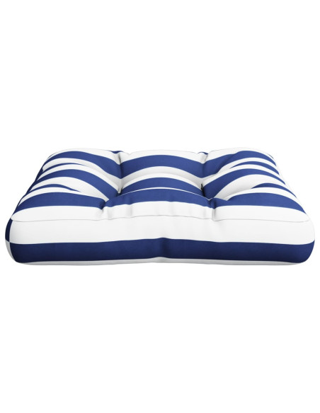 Cuscino Pallet Strisce Bianche e Blu 58x58x10 cm Tessuto Oxford