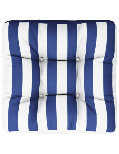 Cuscino Pallet Strisce Bianche e Blu 58x58x10 cm Tessuto Oxford