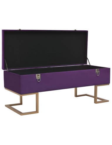 Panca con Vano Portaoggetti 105 cm Viola in Velluto