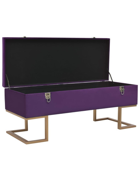Panca con Vano Portaoggetti 105 cm Viola in Velluto