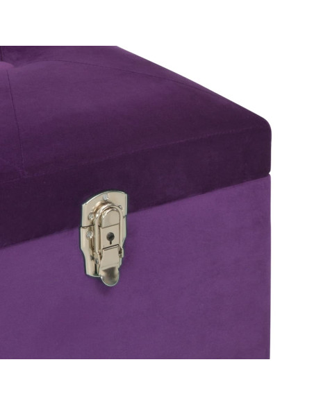 Panca con Vano Portaoggetti 105 cm Viola in Velluto