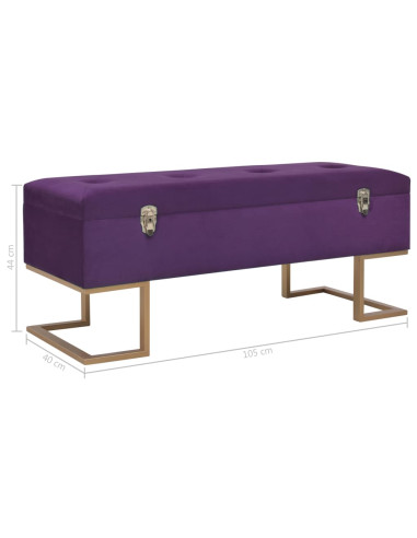 Panca con Vano Portaoggetti 105 cm Viola in Velluto