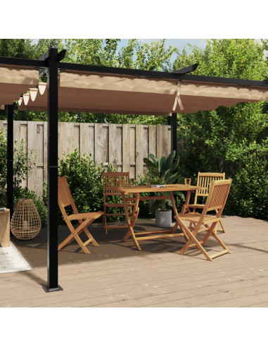 Gazebo da Giardino con Tetto Retrattile Tortora 3x6 m Alluminio