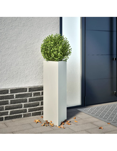 Fioriere 2 pz Bianche Triangolari 30x26x75 cm in Acciaio