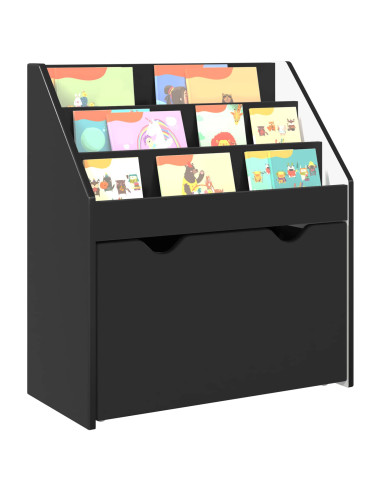 Libreria per Bambini con cassetto Nero 60 x 29,5 x 69 cm