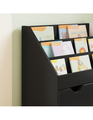 Libreria per Bambini con cassetto Nero 60 x 29,5 x 69 cm