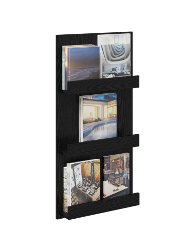 Scaffale per riviste Rovere Nero 51 x 11 x 102 cm