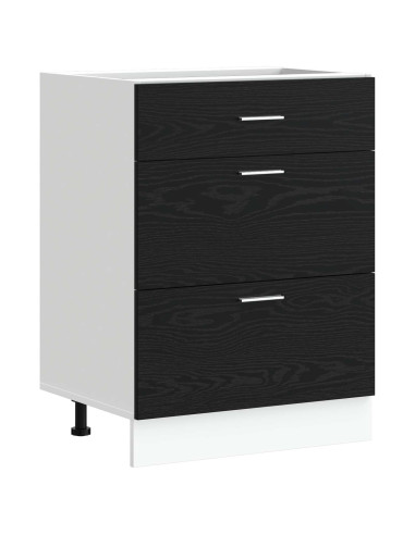 Base per Cucina Rovere Nero 60 x 46 x 81,5 cm Legno multistrato