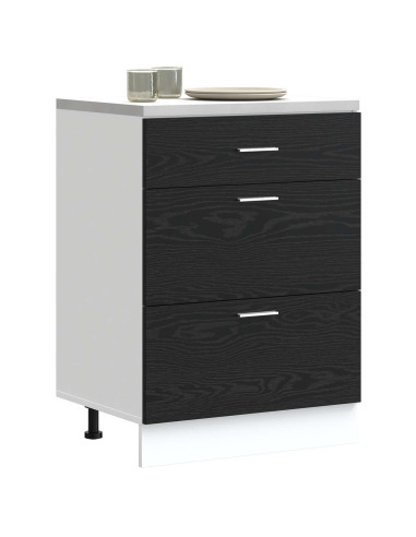 Base per Cucina Rovere Nero 60 x 46 x 81,5 cm Legno multistrato