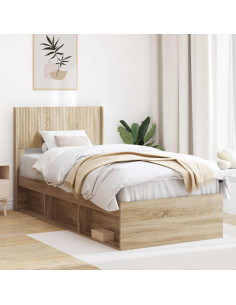 Struttura del letto con stoccaggio e testata Rovere Sonoma