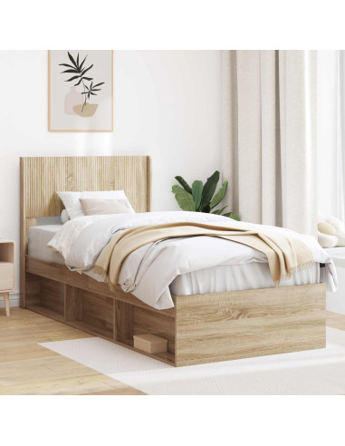 Struttura del letto con stoccaggio e testata Rovere Sonoma