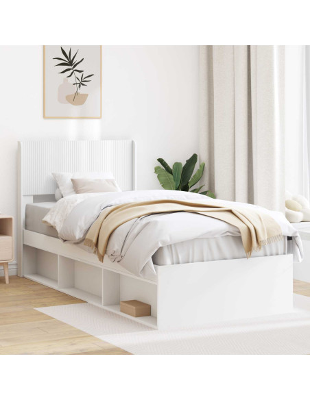Struttura del letto con stoccaggio e testata Bianco 90 x 200 cm