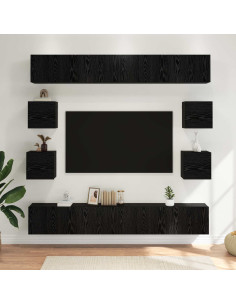 Set mobile TV 8 pcs 100 x 30 x 30 cm Rovere Nero