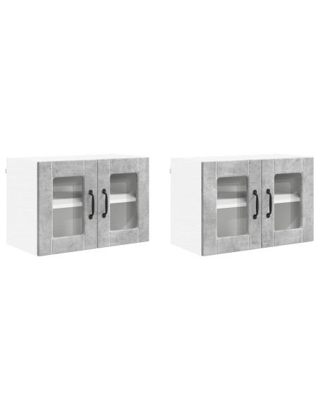 Mobile da cucina con porta 2 pcs Grigio cemento 60 x 31 x 40 cm