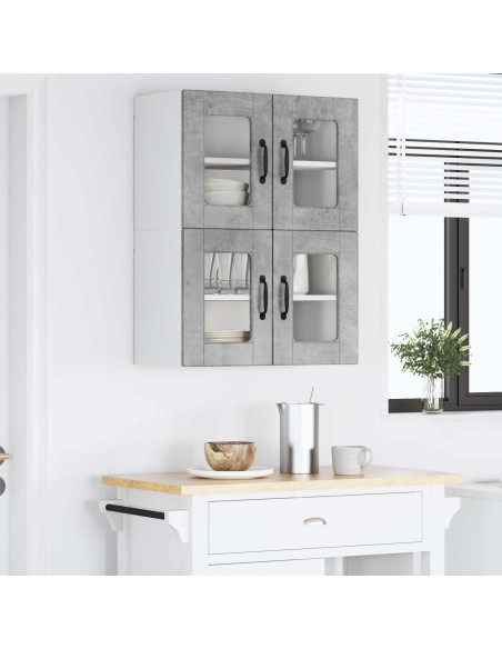 Mobile da cucina con porta 2 pcs Grigio cemento 60 x 31 x 40 cm