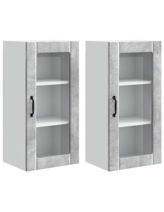 Mobile da cucina con porta 2 pcs Grigio cemento 40 x 31 x 80 cm 2