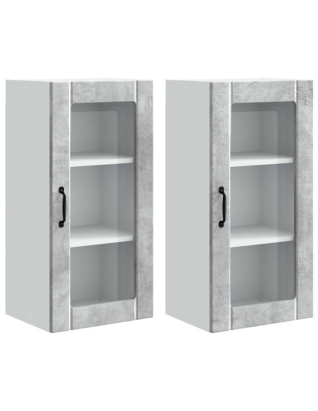 Mobile da cucina con porta 2 pcs Grigio cemento 40 x 31 x 80 cm